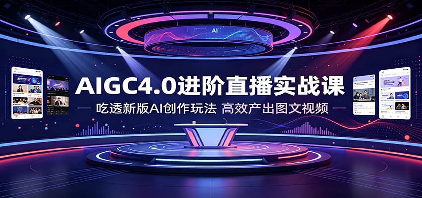 AIGC4.0进阶直播实战课：吃透新版AI创作玩法，高效产出图文视频-冒泡网