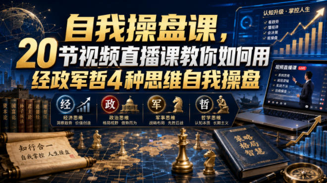 自我操盘课，20节视频直播课教你如何用经政军哲4种思维自我操盘-冒泡网