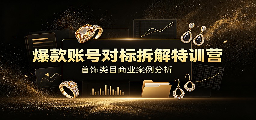 爆款账号对标拆解特训营：首饰类目商业案例分析，配套完整资料内容-冒泡网