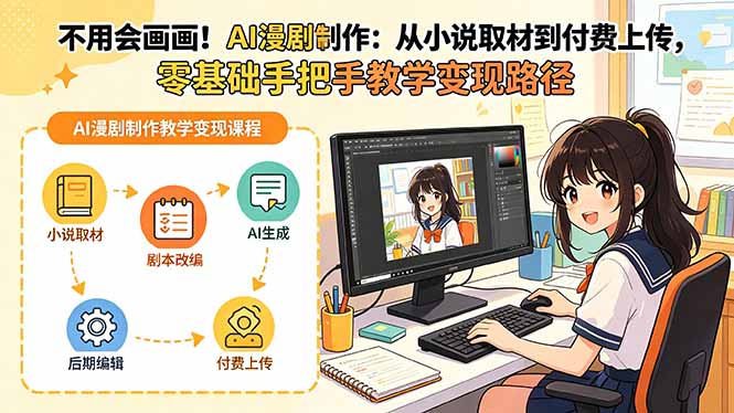 不用会画画！AI漫剧制作：从小说取材到付费上传，零基础手把手教学变现路径(更新-冒泡网
