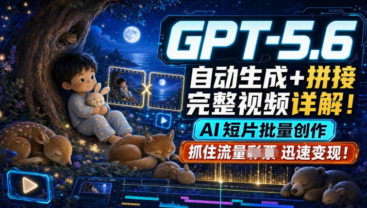 GPT-5.6自动生成＋拼接完整视频详解，AI短片批量创作，抓住流量迅速变现！-冒泡网