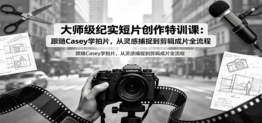 大师级纪实短片创作特训课：跟随Casey学拍片，从灵感捕捉到剪辑成片全流程-冒泡网