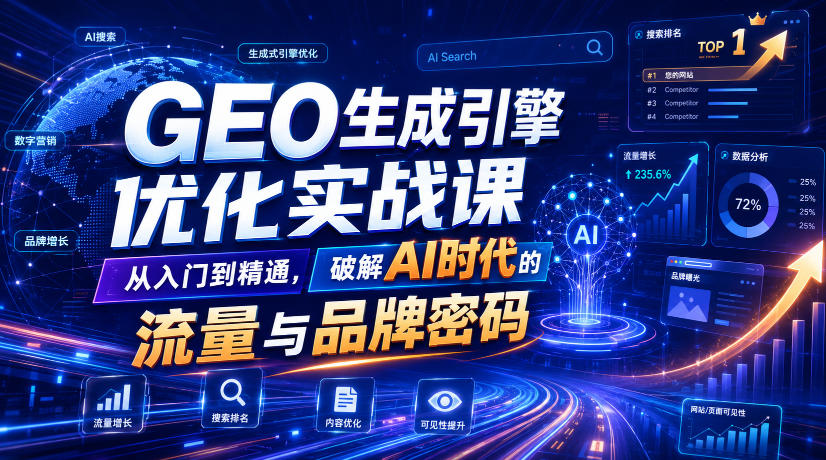 GEO生成引擎优化实战课，从入门到精通，破解AI时代的流量与品牌密码-冒泡网