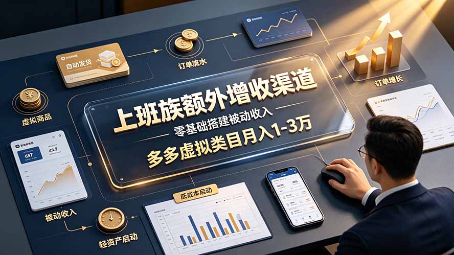 上班族额外增收渠道，零基础搭建被动收入，多多虚拟类目月入 1-3 万-冒泡网