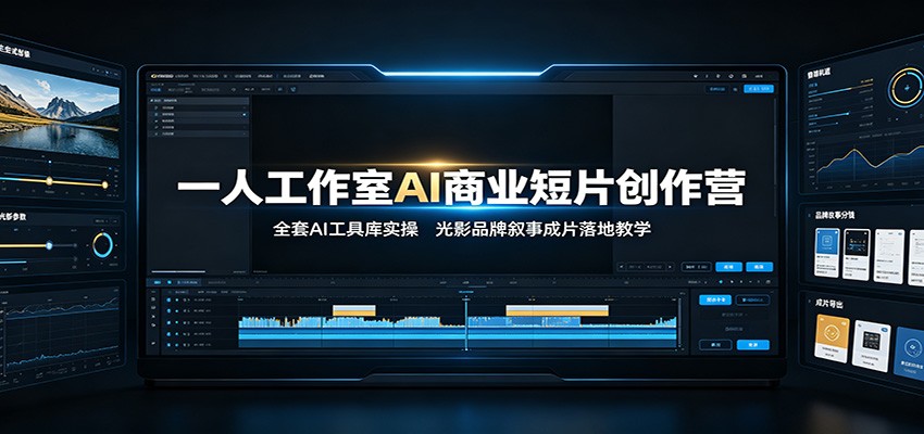 一人工作室AI商业短片创作营：全套AI工具库实操，光影品牌叙事成片落地教学-冒泡网