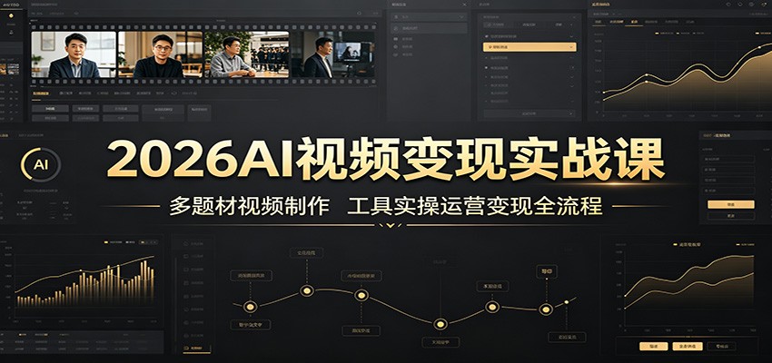 2026AI视频变现实战课：多题材视频制作，工具实操运营变现全流程-冒泡网