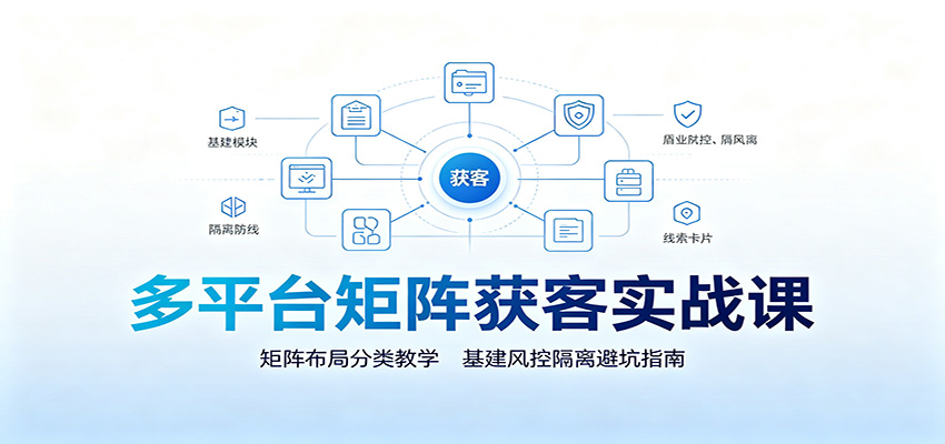 多平台矩阵获客实战课：矩阵布局分类教学，基建风控隔离避坑指南-冒泡网