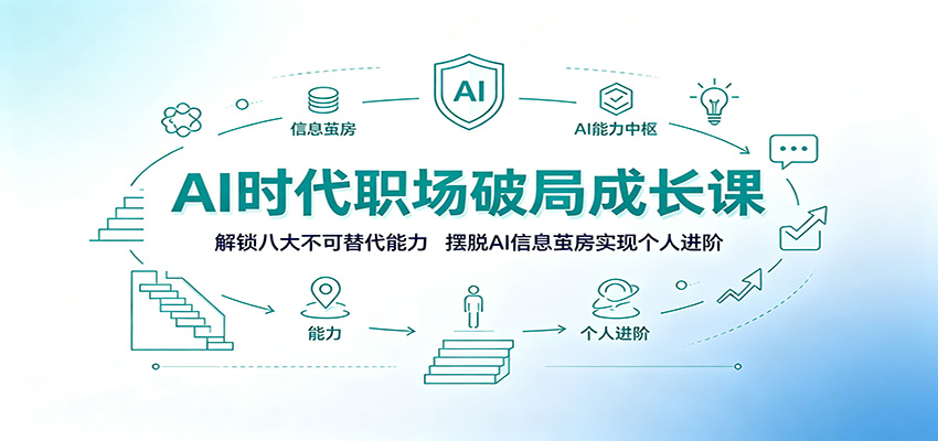 AI时代职场破局成长课：解锁八大不可替代能力，摆脱AI信息茧房实现个人进阶-冒泡网