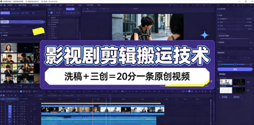 影视剧剪辑搬运技术，洗稿+三创=20分一条原创视频-冒泡网