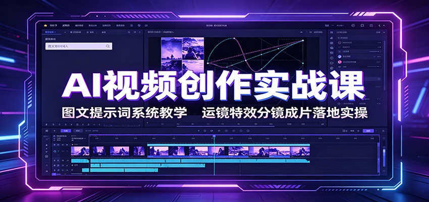 AI视频创作实战课：图文提示词系统教学，运镜特效分镜成片落地实操-冒泡网