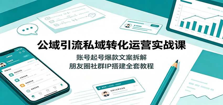 公域引流私域转化运营实战课：账号起号爆款文案拆解，朋友圈社群IP搭建全套教程-冒泡网