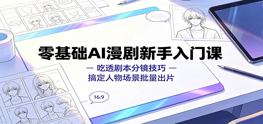 零基础AI漫剧新手入门课：吃透剧本分镜技巧，搞定人物场景批量出片-冒泡网
