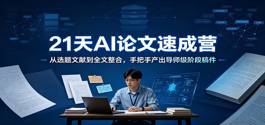 21天AI论文速成营：从选题文献到全文整合，手把手产出导师级阶段稿件-冒泡网