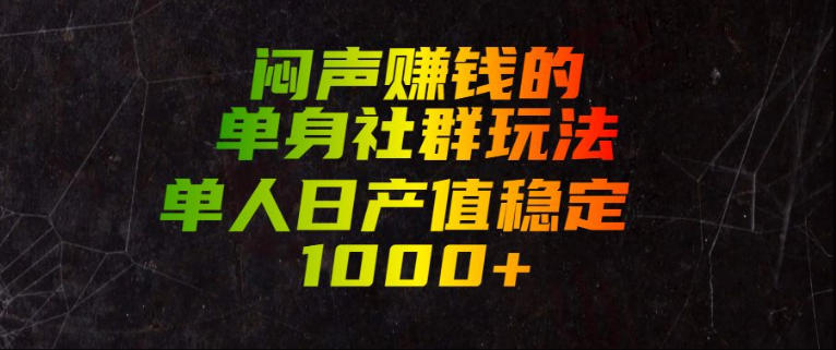 闷声賺钱的单身社群玩法，单人日产值稳定1000+【揭秘】-冒泡网