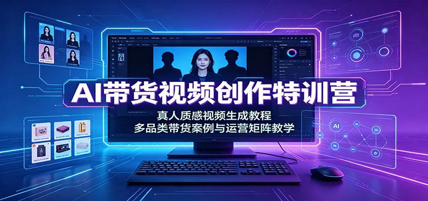 AI带货视频创作特训营：真人质感视频生成教程，多品类带货案例与运营矩阵教学-冒泡网