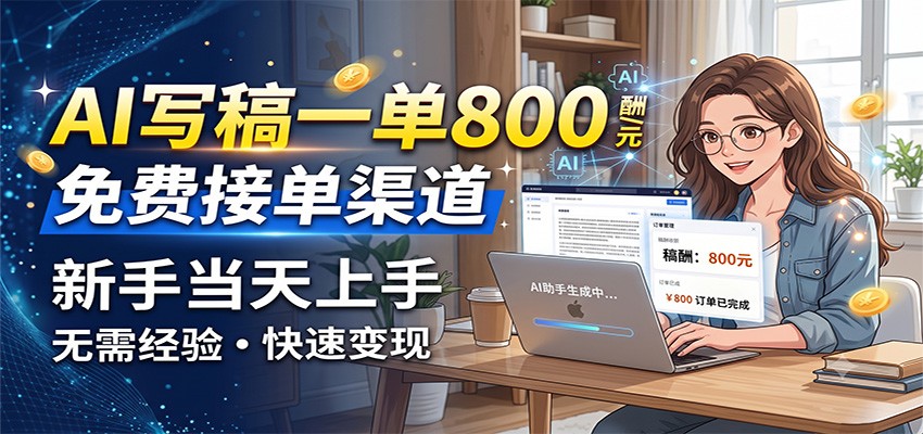AI写稿一单800，免费接单渠道，一单一结几十到上千，新手当天上手-冒泡网