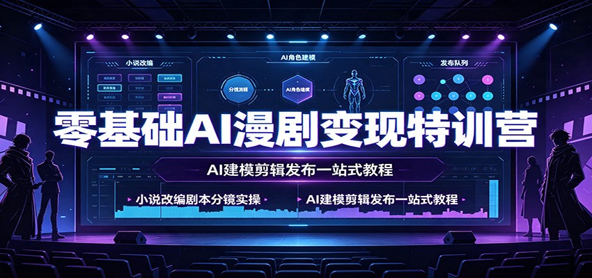零基础AI漫剧变现特训营：小说改编剧本分镜实操，AI建模剪辑发布一站式教程-冒泡网