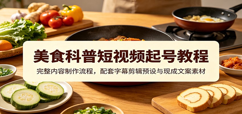 美食科普短视频起号教程：完整内容制作流程，配套字幕剪辑预设与现成文案素材-冒泡网