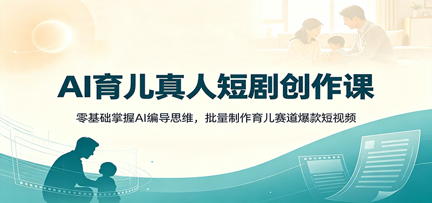 AI育儿真人短剧创作课：零基础掌握AI编导思维，批量制作育儿赛道爆款短视频-冒泡网