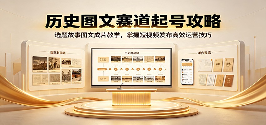 历史图文赛道起号攻略：选题故事图文成片教学，掌握短视频发布高效运营技巧-冒泡网