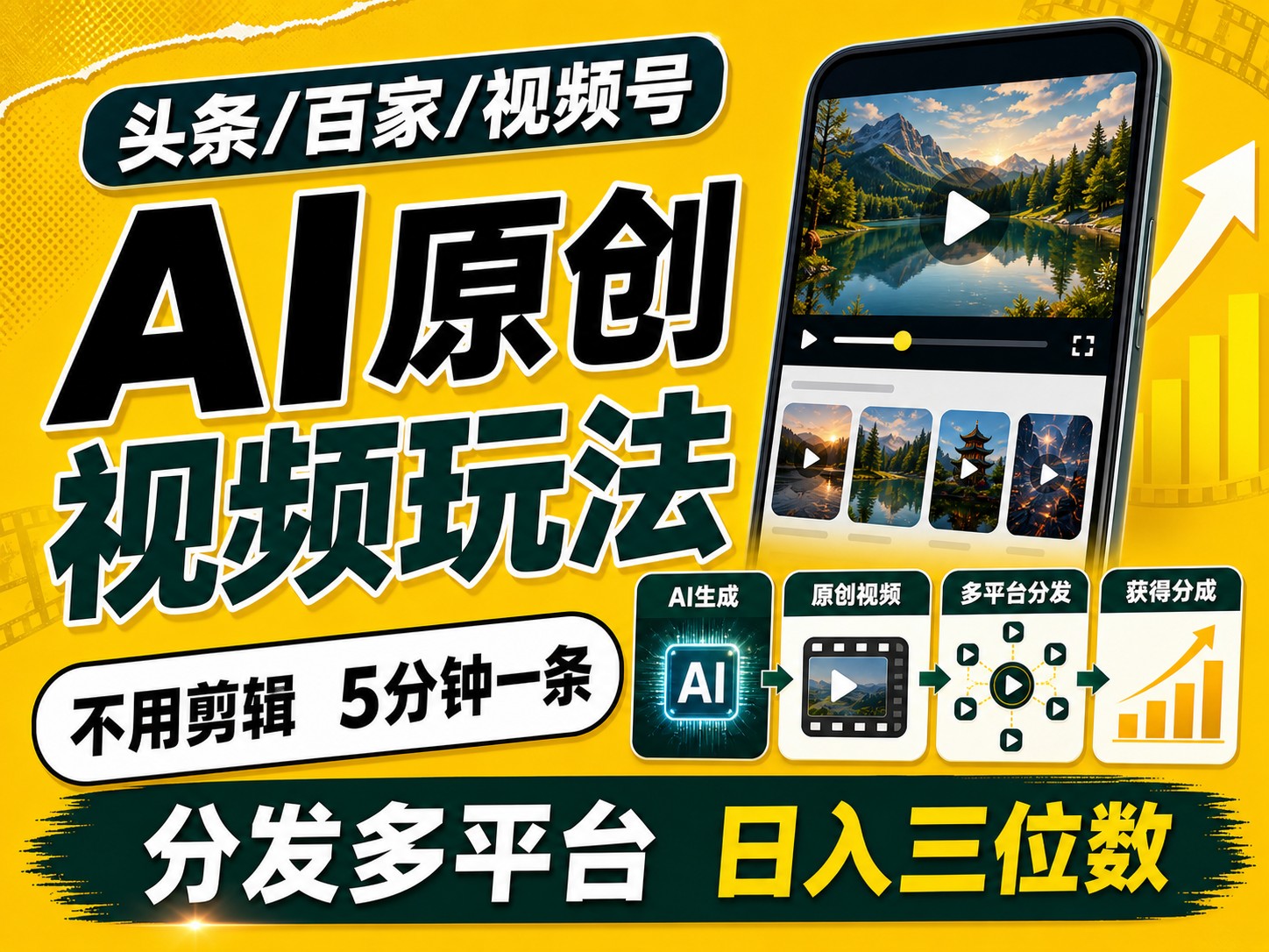 2026头条百家号升级玩法 5分钟一条原创视频 发多平台赚收-冒泡网