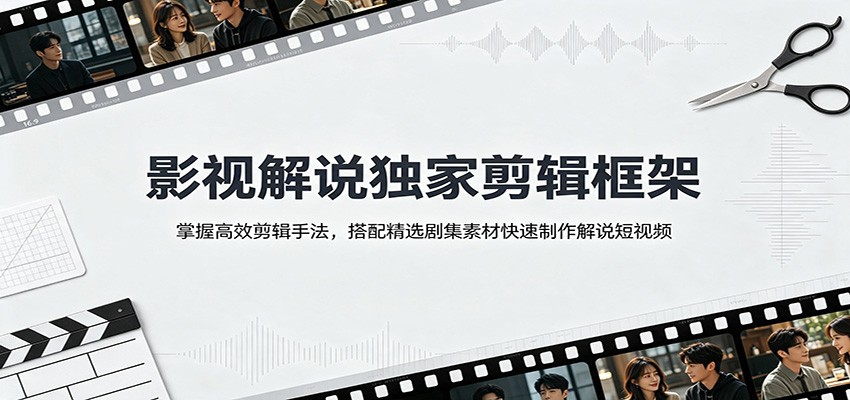 影视解说独家剪辑框架：掌握高效剪辑手法，搭配精选剧集素材快速制作解说短视频-冒泡网