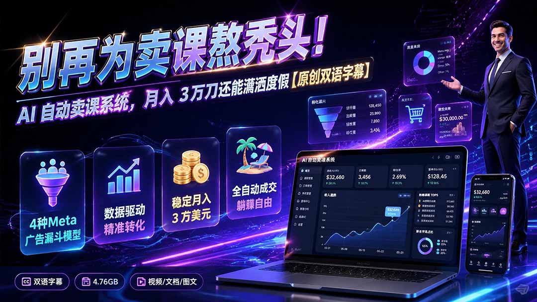 别再为卖课熬秃头！AI 自动卖课系统，月入 3 万刀还能潇洒度假【原创双语字幕】-冒泡网