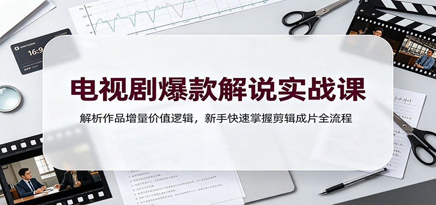 电视剧爆款解说实战课：解析作品增量价值逻辑，新手快速掌握剪辑成片全流程-冒泡网