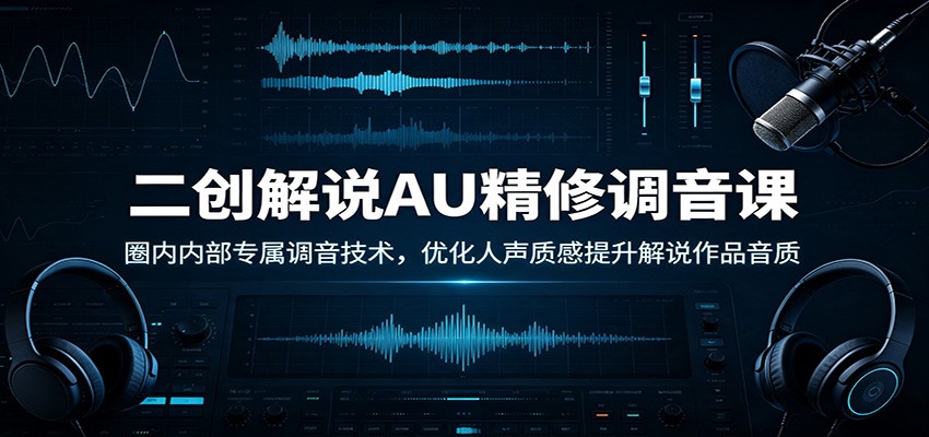 二创解说AU精修调音课：圈内内部专属调音技术，优化人声质感提升解说作品音质-冒泡网