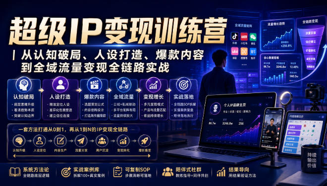 超级IP变现训练营｜从认知破局、人设打造、爆款内容到全域流量变现全链路实战-冒泡网