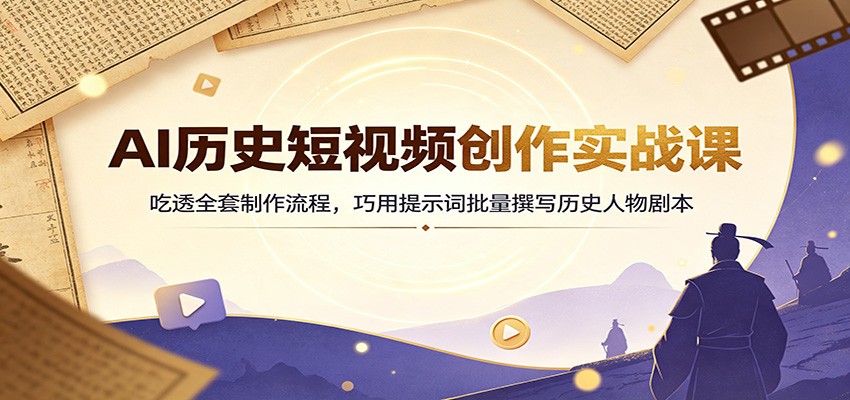 AI历史短视频创作实战课：吃透全套制作流程，巧用提示词批量撰写历史人物剧本-冒泡网