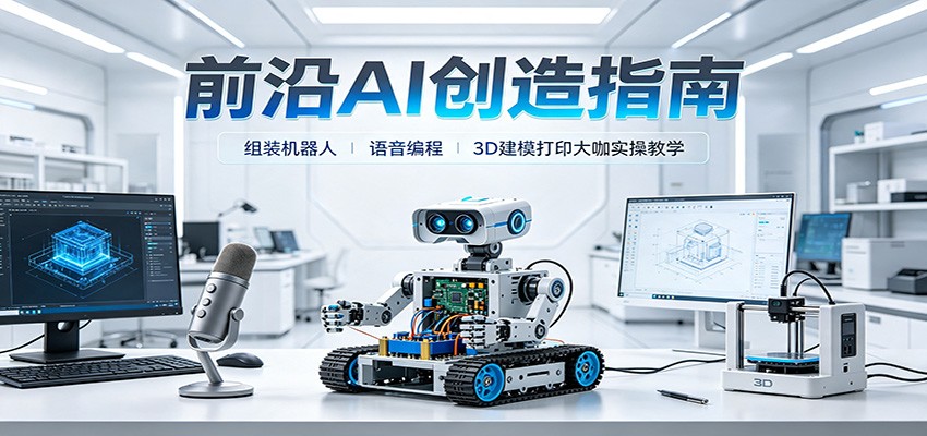 前沿AI创造指南：组装机器人、语音编程、3D建模打印大咖实操教学-冒泡网