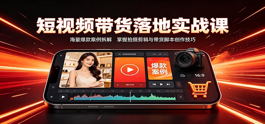 短视频带货落地实战课：海量爆款案例拆解，掌握拍摄剪辑与带货脚本创作技巧-冒泡网