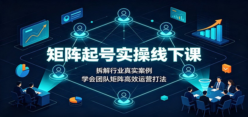 矩阵起号实操线下课：拆解行业真实案例，学会团队矩阵高效运营打法-冒泡网
