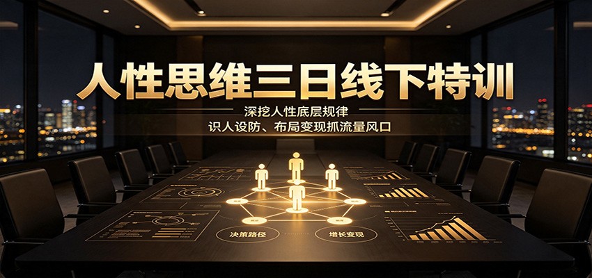 人性思维三日线下特训：深挖人性底层规律，识人设防、布局变现抓流量风口-冒泡网