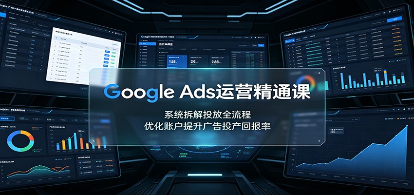 Google Ads运营精通课：系统拆解投放全流程，优化账户提升广告投产回报率-冒泡网