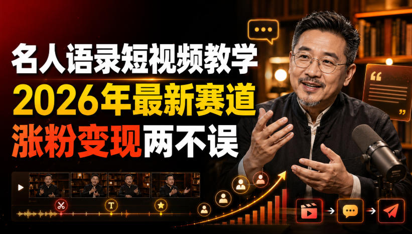 名人语录短视频教学，2026年最新赛道，涨粉变现两不误-冒泡网