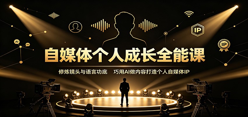 自媒体个人成长全能课：修炼镜头与语言功底，巧用AI做内容打造个人自媒体IP-冒泡网