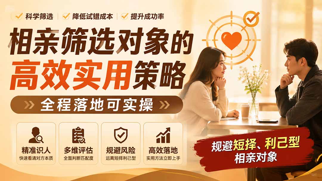 付费文章：相亲筛选对象的高效实用策略，全程落地可实操，规避短择、利己型相亲对象-冒泡网