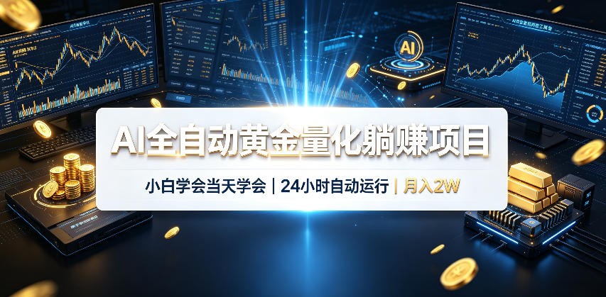 AI全自动黄金量化躺賺项目，24小时自动运行，月入2W！-冒泡网