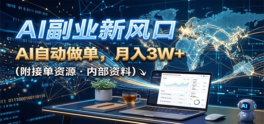 AI副业新风口，AI自动做单，月入3W+，附接单资源-冒泡网