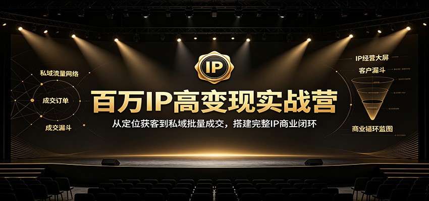 百万IP高变现实战营：从定位获客到私域批量成交，搭建完整IP商业闭环-冒泡网