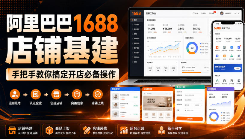 阿里巴巴1688店铺基建，手把手教你搞定开店必备操作(更新8月)-冒泡网