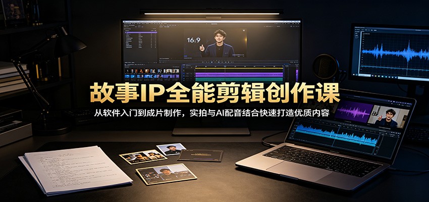 故事IP全能剪辑创作课：从软件入门到成片制作，实拍与AI配音结合快速打造优质内容-冒泡网