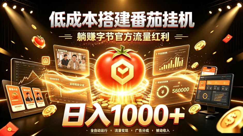 低成本搭建番茄挂G，躺賺字节官方流量红利，日入1k+，全程傻瓜式落地【揭秘】-冒泡网