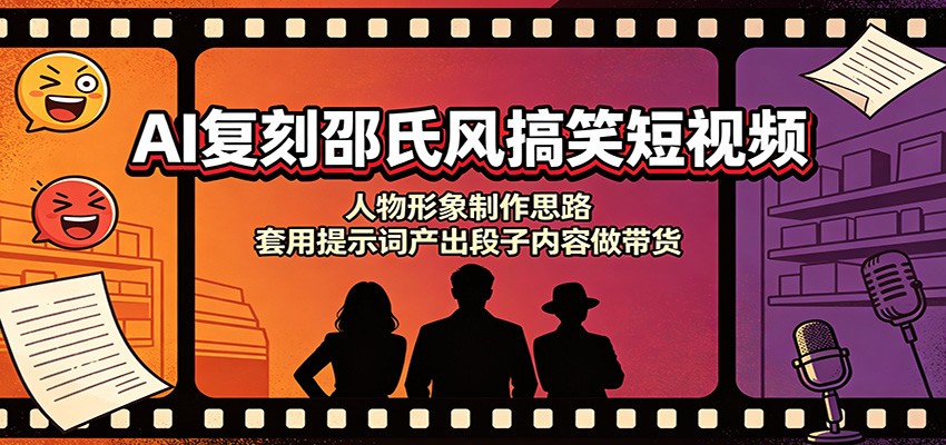 AI复刻邵氏风搞笑短视频：人物形象制作思路，套用提示词产出段子内容做带货-冒泡网
