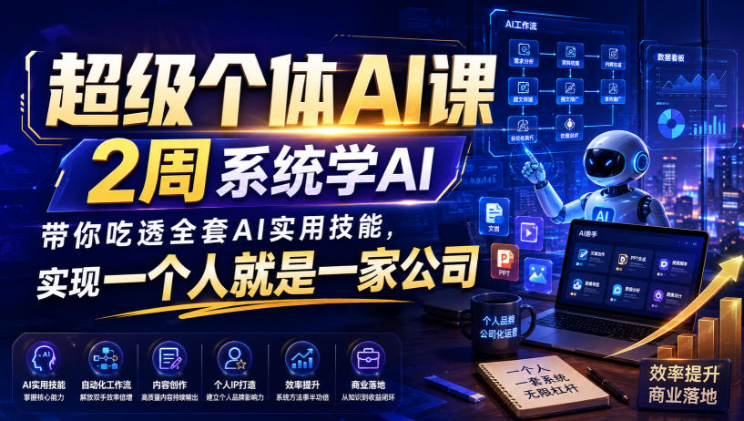 超级个体AI课，2周系统学AI，带你吃透全套AI实用技能，实现一个人就是一家公司-冒泡网