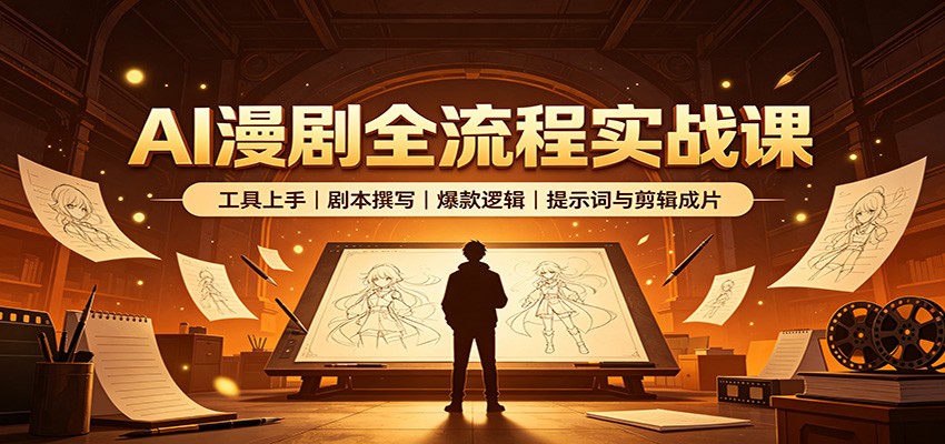 AI漫剧全流程实战课：工具上手、剧本撰写、爆款逻辑、提示词与剪辑成片-冒泡网
