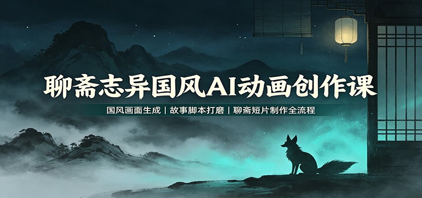 聊斋志异国风AI动画创作课：国风画面生成，故事脚本打磨，聊斋短片制作全流程-冒泡网