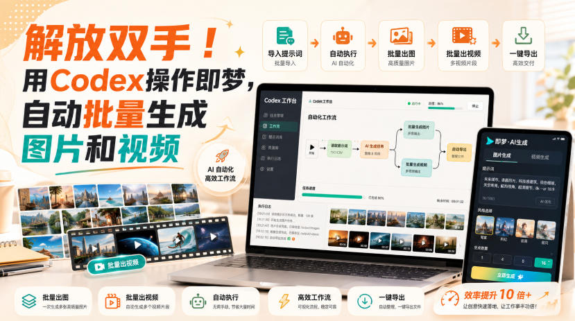 解放双手！用Codex操作即梦，自动批量生成图片和视频-冒泡网